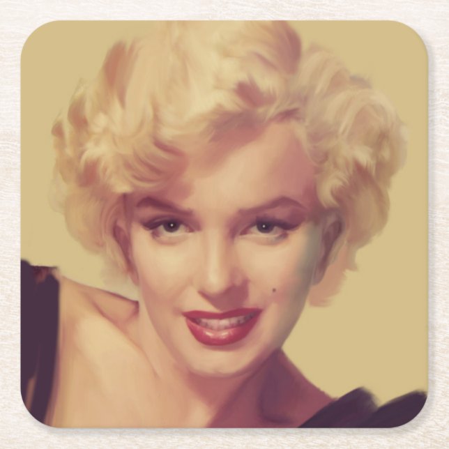 Posavasos Cuadrado De Papel Marilyn en negro (Anverso)