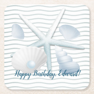 Posavasos Cuadrado De Papel Marinas y Perlas