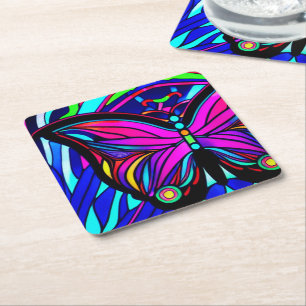 Posavasos Cuadrado De Papel Mariposa
