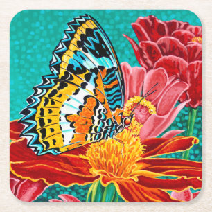 Posavasos Cuadrado De Papel Mariposa concentrada I