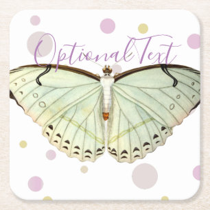 Posavasos Cuadrado De Papel Mariposa de belleza verde suave