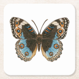Posavasos Cuadrado De Papel Mariposa de Blue Pansy