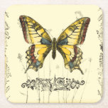 Posavasos Cuadrado De Papel Mariposa decorativa con flores silvestres<br><div class="desc">Una mariposa decorativa de colores vivos es el tema de esta pieza de Jennifer Goldberger. Las flores silvestres se dibujan por los lados y debajo de la enorme mariposa. Un bonito borde pastel completa la escena. ¡Pida su impresión hoy mismo!</div>