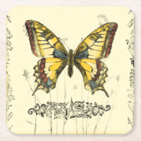 Mariposa decorativa con flores silvestres