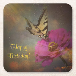 Posavasos Cuadrado De Papel Mariposa En Las Astras De Papel Jardín