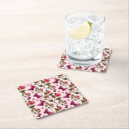 Posavasos Cuadrado De Papel Mariposa Floral de Flor de Medianoche