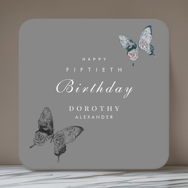 Posavasos Cuadrado De Papel Mariposa moderna CUALQUIER hito Adulto Cumpleaños (Subido por el creador)