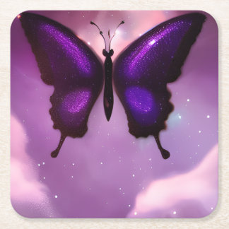 Posavasos Cuadrado De Papel Mariposa Morada Profunda