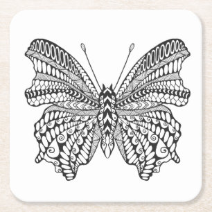Posavasos Cuadrado De Papel Mariposa tropical inspirada
