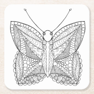 Posavasos Cuadrado De Papel Mariposa tropical inspirada del diseño