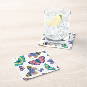 Posavasos Cuadrado De Papel Mariposas de verano