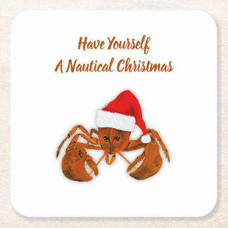 Posavasos Cuadrado De Papel Maritime Santa Lobster