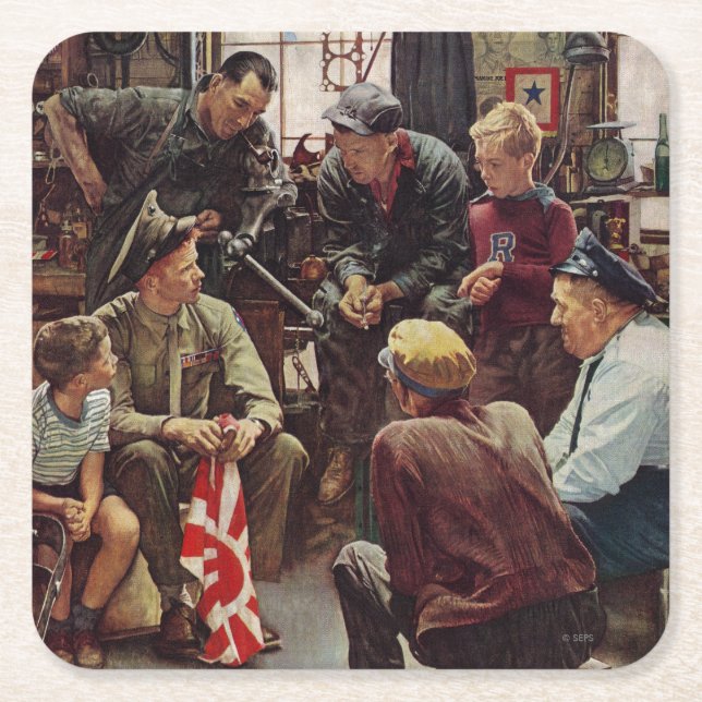 Posavasos Cuadrado De Papel Marítimo De Regreso A Casa (Anverso)