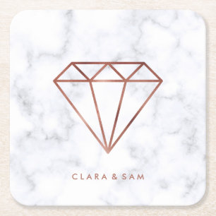 Posavasos Cuadrado De Papel mármol blanco de diamante blanco color burdeos ro