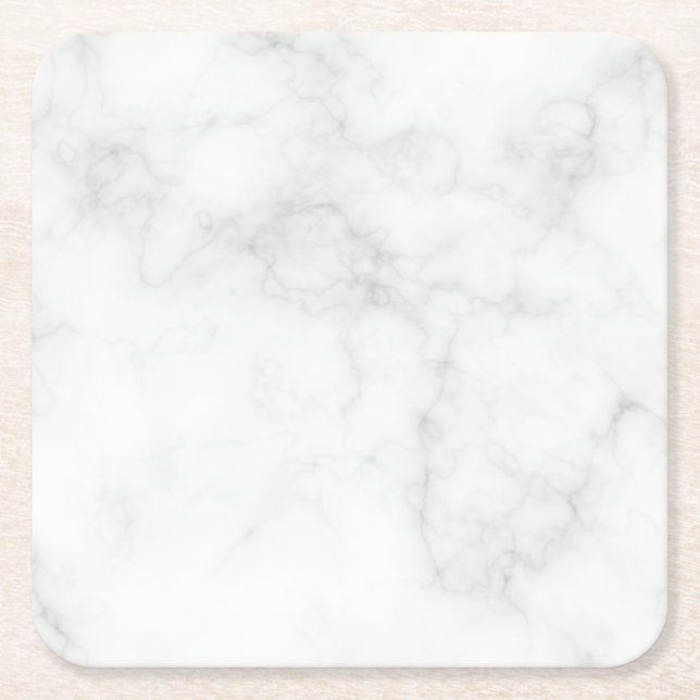 Posavasos Cuadrado De Papel Mármol Blanco Moderno (Anverso)