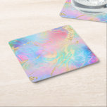 Posavasos Cuadrado De Papel mármol fluido de FAUX<br><div class="desc">tenga en cuenta que el efecto holográfico no es real,  sino simplemente simulado</div>