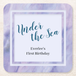 Posavasos Cuadrado De Papel Mármol morado bajo el mar