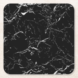 Posavasos Cuadrado De Papel Mármol negro