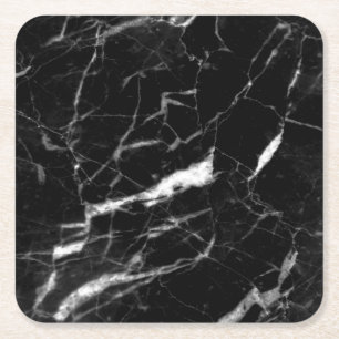 Posavasos Cuadrado De Papel Mármol negro