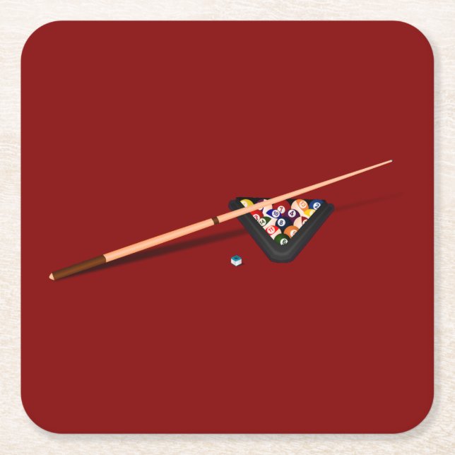Posavasos Cuadrado De Papel Maroon Billiard Table (Anverso)