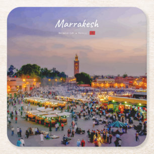 Posavasos Cuadrado De Papel Marrakech, Marruecos - Plaza Jemaa el Fnaa