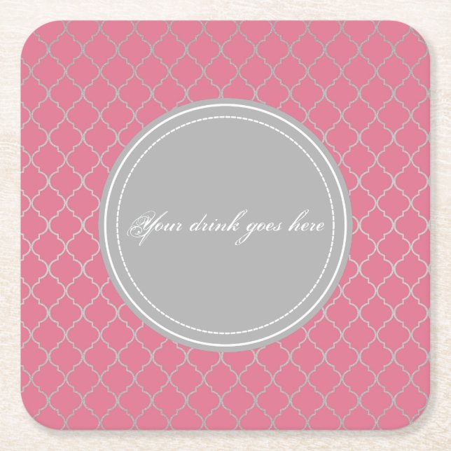 Posavasos Cuadrado De Papel Marroquí rosado (Anverso)