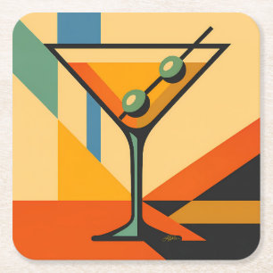 Posavasos Cuadrado De Papel Martini Bauhaus Amanecer Moderno de Medianos del S