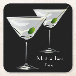 Posavasos Cuadrado De Papel Martini Cockatl Fiesta Black Coaster