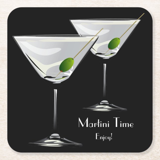 Posavasos Cuadrado De Papel Martini Cockatl Fiesta Black Coaster (Anverso)