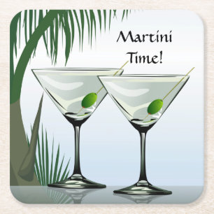 Posavasos Cuadrado De Papel Martini Cockatl Fiesta Montaña tropical