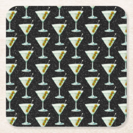 Posavasos Cuadrado De Papel Martini Cocktail Pattern