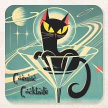 Martini de gato negro de la era espacial futurista