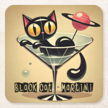 Martini de gato negro de la era espacial futurista