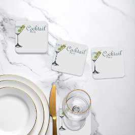 Posavasos Cuadrado De Papel Martini Glass Cocktail Fiesta Coaster