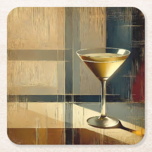 Posavasos Cuadrado De Papel Martini Moderno de mediados de siglo en un rayo de