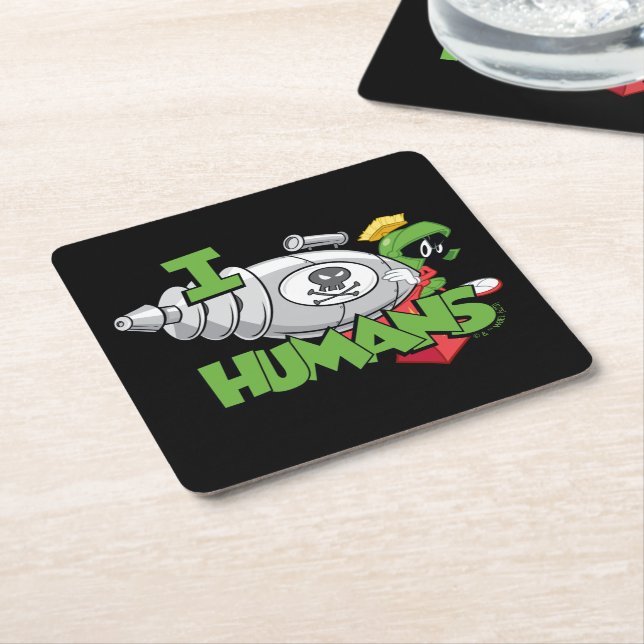 Posavasos Cuadrado De Papel MARVIN THE MARTIAN™ I Laser Humans (En perspectiva)