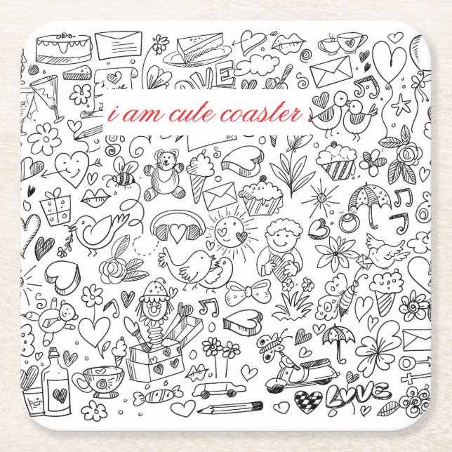 Posavasos Cuadrado De Papel Más lindo en negro y blanco  (Anverso)