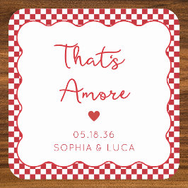 Posavasos Cuadrado De Papel Más Moda italiana, Boda rojo personalizado