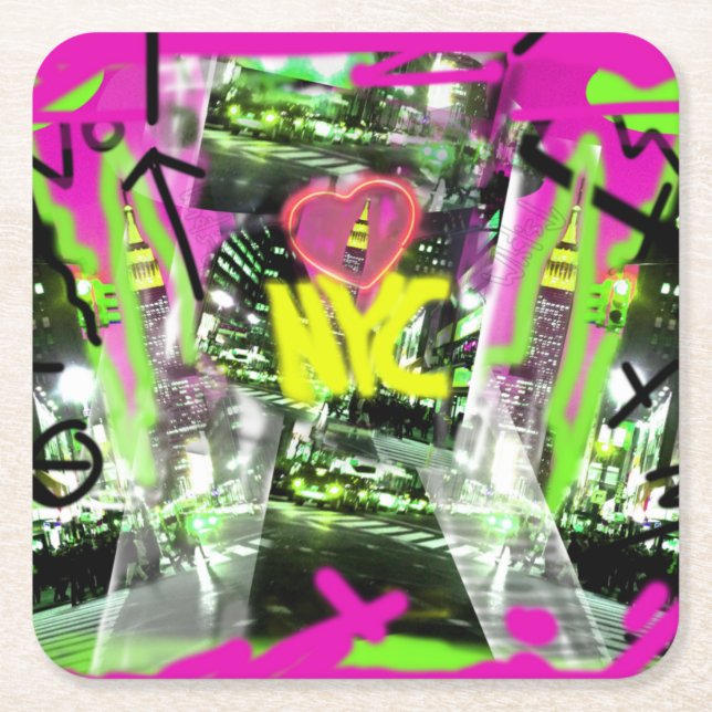 Posavasos Cuadrado De Papel Máscara facial de la ciudad del Estado Empire con  (Anverso)