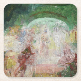 Posavasos Cuadrado De Papel Mascarada de James Ensor (1889)