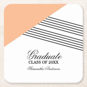 Posavasos Cuadrado De Papel Máscaras de graduación de bandas geométricas de na
