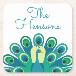 Posavasos Cuadrado De Papel Máscaras de papel personalizadas Cuate Peacock