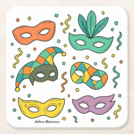 Posavasos Cuadrado De Papel Máscaras Voladoras