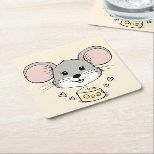 Posavasos Cuadrado De Papel mascota de animales de ratón de ratón de Guay pers