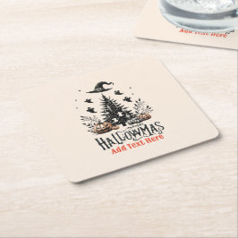 Posavasos Cuadrado De Papel Mashup Navidades de Halloween en Hallowmas