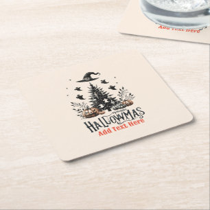 Posavasos Cuadrado De Papel Mashup Navidades de Halloween en Hallowmas