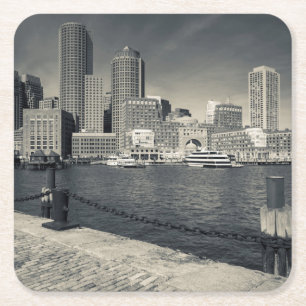 Posavasos Cuadrado De Papel Massachusetts, Boston, edificios de Rowe's Wharf