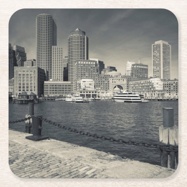Posavasos Cuadrado De Papel Massachusetts, Boston, edificios de Rowe's Wharf (Anverso)