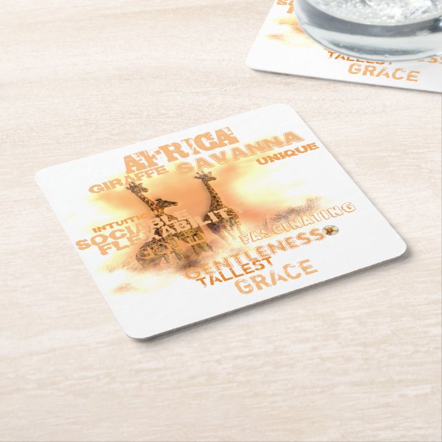 Posavasos Cuadrado De Papel Máster cuadrado único de jirafas (En perspectiva)