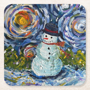 Posavasos Cuadrado De Papel Máster de nieve